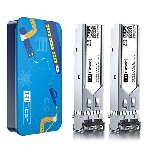 1G SFP Multimode Modul - 1000Base-SX SFP Mini GBIC Transceiver(550m, 850nm), Dual LC Connector, Compatible für HP J4858A/J4858B/J4858C【2 Pack】 von H!Fiber.com