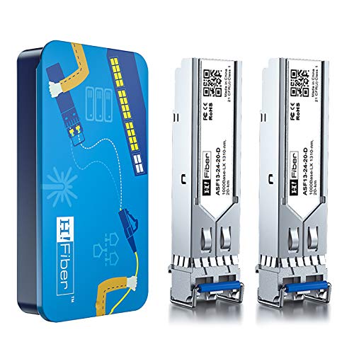 2Pack 1.25G Single Mode SFP LC Module, 1000Base-LX/LH Fiber Transceiver for Netgear AGM732F, Ubiquit UniFi UF-SM-1G, Mikrotik, Intel, D-Link and More (SMF,1310nm,20km,DDMm) von H!Fiber.com