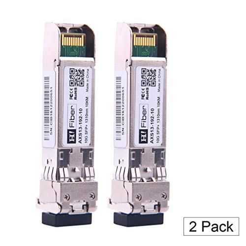 【2Pack】 10Gb/S SFP+ Singlemode Transceiver (10km, 1310nm), 10Gbit SFP+ LR LC Modul für Intel E10GSFPLR,Ubiquiti UF-SM-10G-20,Netgear AXM762,Mikrotik ,D-LINK,TP-LINK und andere offene Schalter von H!Fiber.com