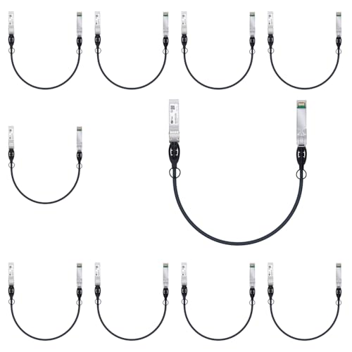 H!Fiber.com 10 Stück, 10Gb/s SFP+ DAC Kabel, 0.5-meter (1.6 ft), 10GBase-CU Passiv Direct Kupfer Twinax SFP+ Kabel für Cisco SFP-H10GB-CU0.5M, Ubiquiti, Netgear, and Other Open Switches and NIC von H!Fiber.com