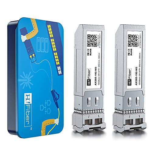 H!Fiber.com 2 Pack 10G SFP+ SR Transceiver, SFP+ to LC Multimode Module Compatible with Ubiquiti UF-MM-10G, 850nm, Duplex LC, 300m, DDM, 2-Pack von H!Fiber.com