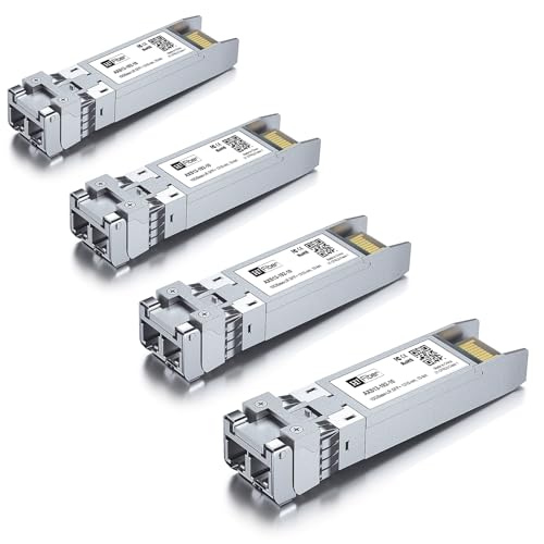 4 Stück, 10GBASE-LR SFP+ Transceiver, SFP+ zu LC, 10G Singlemode modul Kompatibel mit Cisco SFP-10G-LR, MA-SFP-10GB-LR, Ubiquiti UniFi UF-SM-10G, Mikrotik S+31DLC10D, Netgear AXM762... von H!Fiber.com