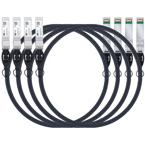 H!Fiber.com 4 Stück, 10Gb/s SFP+ DAC Kabel, 2-meter (6.6 ft), 10GBase-CU Passiv Direct Kupfer Twinax SFP+ Kabel für Cisco SFP-H10GB-CU2M, Ubiquiti, Netgear, and Other Open Switches and NIC von H!Fiber.com