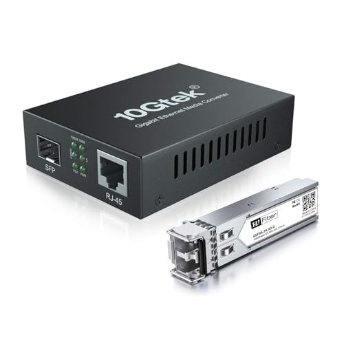 H!Fiber.com Gigabit Ethernet LWL Medienkonverter, 1Gb SFP LC Multimode Transceiver(850nm, 550m), 1000Base-SX to 10/100/1000 RJ45, with European Power Adapte and 1Gb SFP Modul von H!Fiber.com