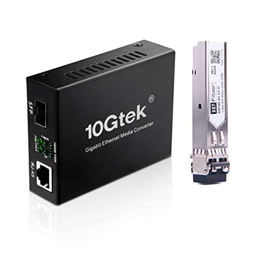H!Fiber.com Gigabit Ethernet LWL Medienkonverter, 1Gb SFP LC Multimode Transceiver(850nm, 550m), 1000Base-SX to 10/100/1000 RJ45, with European Power Adapte and 1Gb SFP Modul von H!Fiber.com