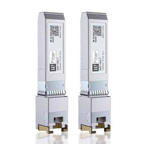 H!Fiber.com für HPE 1.25/2.5/5/10GBASE-T SFP+ Transceiver, SFP+ to RJ45, 10G Kupfer SFP+ zu Ethernet Module，2 Pack von H!Fiber.com