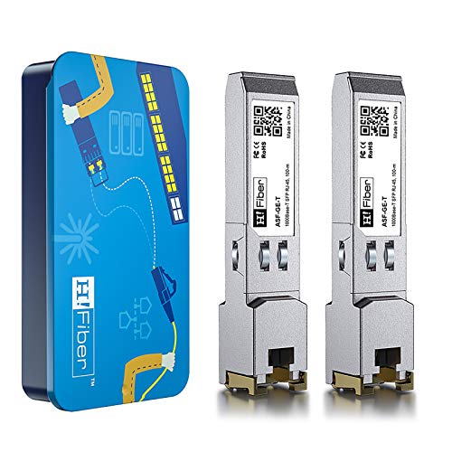 für Ubiquiti UniFi UF-RJ45-1G, 1000BASE-T SFP Transceiver, SFP zu RJ45, 1.25G Kupfer SFP zu Ethernet Modul auch kompatibel mit Cisco GLC-T/SFP-GE-T, Mikrotik, Meraki, Netgear, D-Link und mehr，2pack von H!Fiber.com
