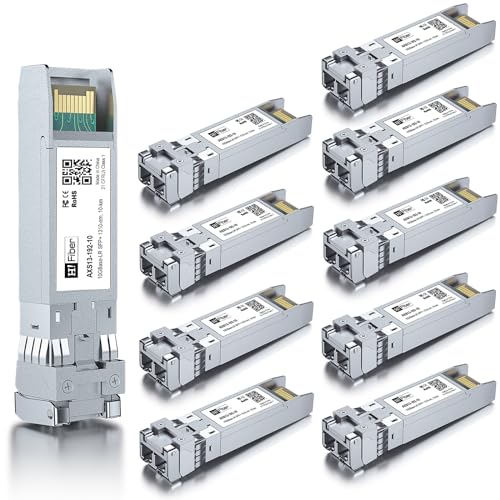 10G Single Mode SFP+ LC Module, 10GBase-LR Fiber Transceiver for Cisco SFP-10G-LR, Meraki MA-SFP-10GB-LR, Ubiquiti UniFi UF-SM-10G, Mikrotik, Netgear, D-Link and More (SMF,1310nm,10km,DDM) 10 Pack von H!Fiber