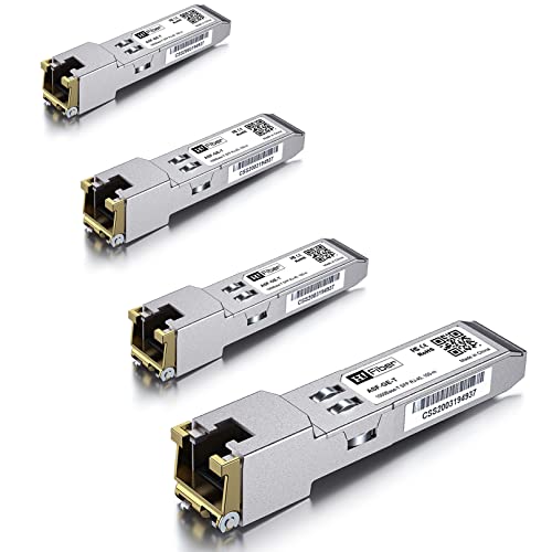 H!Fiber 1.25Gb/s SFP Kupfer RJ45 1000base-T Transceiver, Up to 100Meter, Kompatibel für Cisco GLC-T/SFP-GE-T, Meraki MA-SFP-1GB-TX, Ubiquiti, Netgear, D-Link, Mikrotik and Other Open Switches【4 Pack】 von H!Fiber