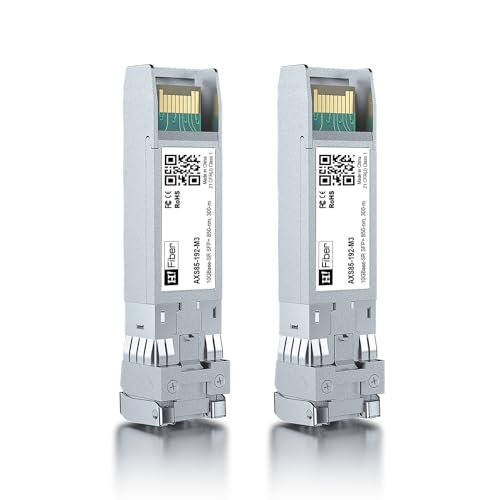 H!Fiber 10Gb SFP+ Multimode Transceiver(300m, 850nm), 10Gbase SFP+ SR LC Modul für Cisco SFP-10G-SR, Ubiquiti, Netgear, D-Link, Zyxel, Qnap NAS, Mikrotik and Other Open Switch【2Pack】 von H!Fiber