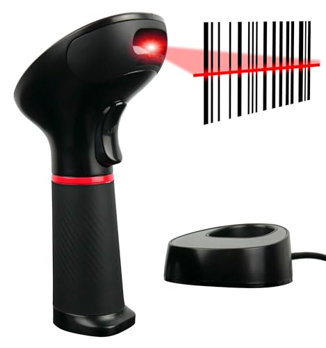 Kabelloser Barcode-Scanner für 1D- und 2D-Codes, Ideal für Autopapiere und Fahrzeugscheine, Hochwertiges Barcode-Lesegerät mit Bluetooth- und Funkverbindung, Inklusive Standfuß von H HDWR Hardware for business