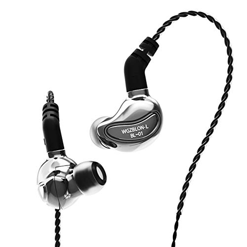 H HIFIHEAR HiHiHear BLON BL01 In-Ear-Ohrhörer, 10 mm Biology Fiber Diaphragm Driver In-Ear-Kopfhörer. Hochglanzpolierte Zinklegierung für HiFi-In-Ear-Monitore (kein Mikrofon, Silber) von HiHiHear