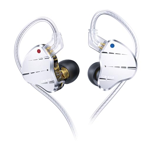 KBEAR KS10 In-Ear-Monitor, kabelgebundene Erbuds 4BA + 1DD Hybrid-Treiber, HiFi-IEM-Kopfhörer, HiFi-Musiker-In-Ear-Kopfhörer mit abnehmbarem Kabel für Sänger, Mikrofon optional (Silber, ohne Mikrofon) von H HIFIHEAR