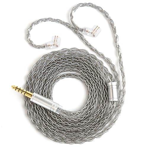 KBEAR ST12 2-poliges IEM-Kabel, In-Ear-Monitor-Ersatz-Kopfhörerkabel, 8-adrig, 4N OFC, versilbertes Kopfhörer-Verlängerungskabel für KZ ZS10 PRO/ZSN PRO X/CCA CRA Ohrhörer (Grau, 2PIN-C 4,4 mm) von H HIFIHEAR