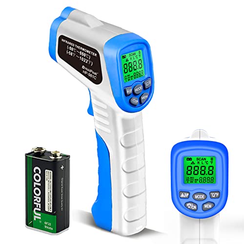 Infrarot-Thermometer H HOLDPEAK Digital, Infrarot-Thermometer, berührungslos, Laser-Thermometer, -58 ℉ ~ 1022 ℉, Emissionsgrad verstellbar, für Küche/Grill, Warnung bei hohen und niedrigen von H HOLDPEAK