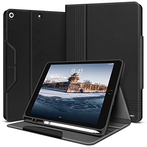 HOLIMET Hülle für iPad 9. Generation (2021) mit Stifthalter, iPad 8/7. Gen (2020/2019) PU-Leder Case TPU Rückseite Abdeckung Schutzhülle Stoßfest, Auto Schlafen/Wachen für iPad 10.2 Zoll - Schwarz von H HOLIMET