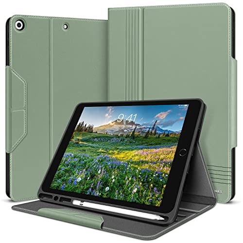 HOLIMET Hülle für iPad 9. Generation (2021) mit Stifthalter, iPad 8/7. Generation (2020/2019) PU-Leder Case TPU Rückseite Abdeckung Schutzhülle Stoßfest, Auto Schlafen/Wachen für iPad 10.2 Zoll - Grün von H HOLIMET