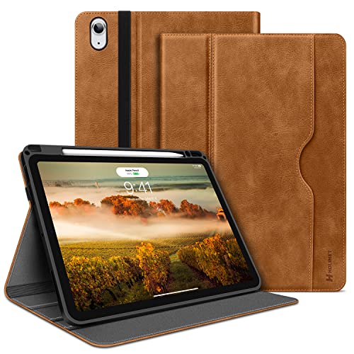 HOLIMET Hülle für iPad Air 5. Generation 2022/iPad Air 4. Generation 2020 10,9 Zoll mit Stifthalter, PU Leder Folio Case Stoßfest mit Tasche und Auto Wake/Sleep Funktion, Multi-Winkel Ständer, Braun von H HOLIMET