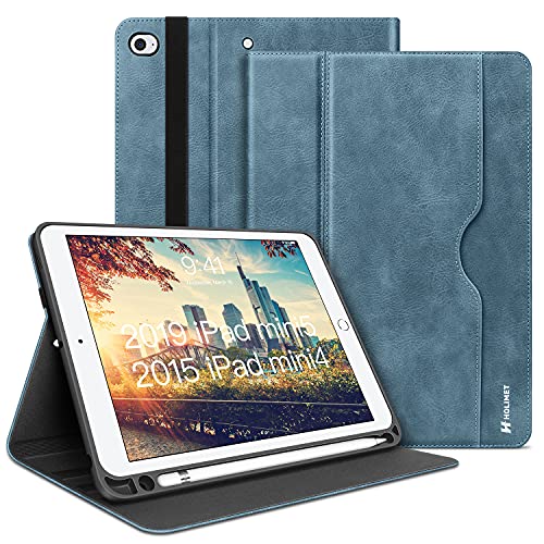 HOLIMET Hülle für iPad Mini 5. Generation 2019 7.9 Zoll/iPad Mini 4. Gen 2015 mit Stifthalter, PU Leder Smart Folio Ständer Schutzhülle TPU-Rücken Stoßfest, Auto Schlafen/Wachen - Blau von H HOLIMET