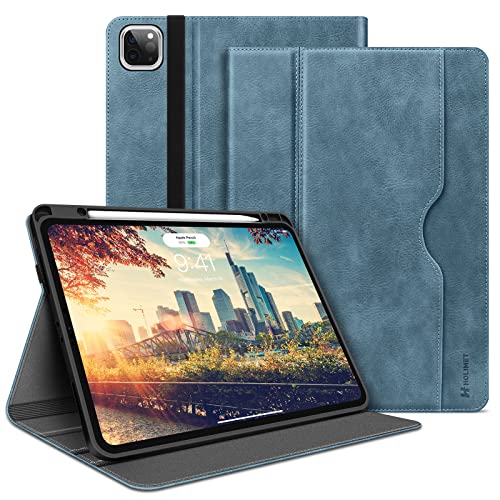 HOLIMET Hülle für iPad Pro 12.9 Zoll 2022/2021/2020/2018 (6./5./4./3. Generation) mit Stifthalter, PU Leder Folio Case Stoßfest mit Tasche und Auto Wake/Sleep Funktion, Multi-Winkel Ständer (Blau) von H HOLIMET