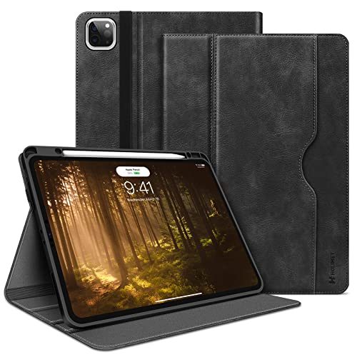 HOLIMET Hülle für iPad Pro 12.9 Zoll 2022/2021/2020/2018 (6./5./4./3. Generation) mit Stifthalter, PU Leder Folio Case Stoßfest mit Tasche und Auto Wake/Sleep Funktion, Multi-Winkel Ständer (Schwarz) von H HOLIMET