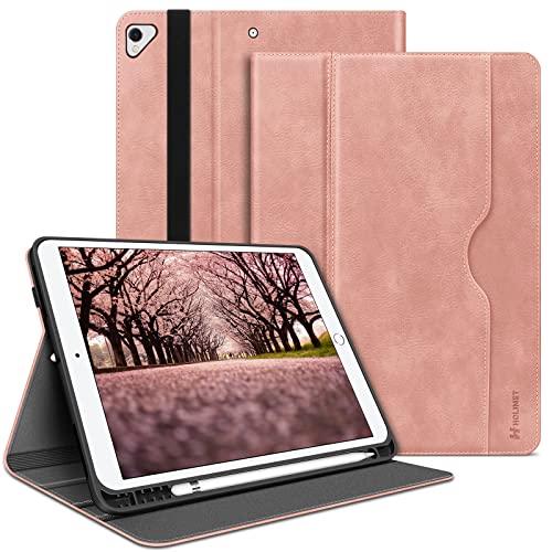 HOLIMET iPad 9 Generation Hülle mit Stifthalter, 2021/2020/2019 iPad 8/7. Generation PU-Leder Case TPU Rückseite Abdeckung Schutzhülle Stoßfest, Auto Schlafen/Wachen für 10,2 Zoll iPad 9-Rosa von H HOLIMET