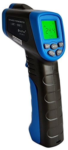 HoldPeak HP-981C Infrarot-Thermometer -30 bis +550°C mit Messwertspeicher Pyrometer Laser Berührungslos blau/grau von H HOLDPEAK