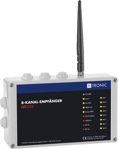 H-Tronic HT200E Funkempfänger 8-Kanal Frequenz 868.35MHz, 869.05MHz, 869.55MHz 12V Reichweite max. von H-Tronic