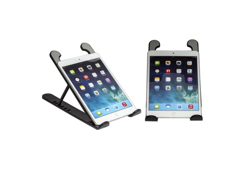 H-basics Laptop-Ständer aus Kunststoff - Tablet Ständer, 6 Stufen der Höhenverstellung, Kompakt, Faltbar Ergonomischer Ständer, Tragbare Laptop-Halterung für Schreibtisch Laptop-Ständer von H-basics