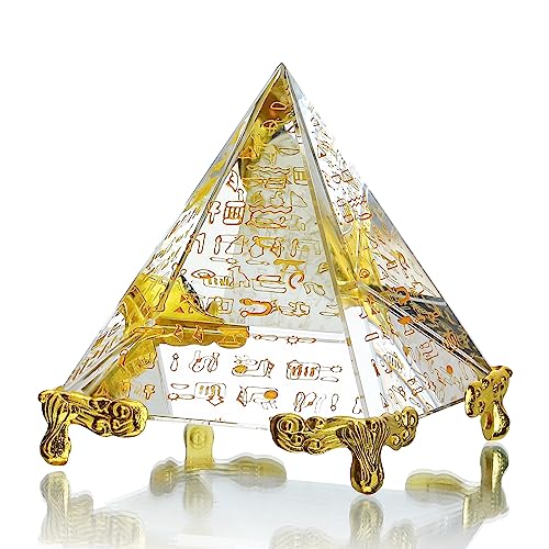 H&D HYALINE & DORA 60 mm Kristallpyramide Prisma Briefbeschwerer positive Energie Ornament, ägyptische Pyramide aus Glas mit ägyptischem Goldcharakter für Heimdekoration/Geschenk/Sammlung H&D HYALINE & DORA 60 mm Kristallpyramide Prisma Briefbeschwerer positive Energie Ornament, ägyptische Pyramide aus Glas mit ägyptischem Goldcharakter für Heimdekoration/Geschenk/Sammlung von H&D Hyaline&Dora