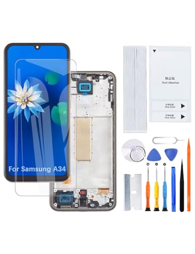 H&LYCYJ Display Bildschirm für Samsung Galaxy A34 TFT A346E A346B A346B/DS LCD Bildschirm Ersatz Assembly kit(Schwarz mit Rahmen,Ohne Fingerabdrücke H&LYCYJ Display Bildschirm für Samsung Galaxy A34 TFT A346E A346B A346B/DS LCD Bildschirm Ersatz Assembly kit(Schwarz mit Rahmen,Ohne Fingerabdrücke von H&LYCYJ