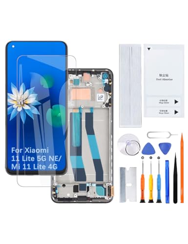 H&LYCYJ Display Bildschirm für Xiaomi 11 Lite 5G NE/Mi 11 Lite 4G TFT 2109119DG 2107119DC 2109119DI LCD Bildschirm Ersatz Assembly kit（Schwarz mit Rahmen） von H&LYCYJ