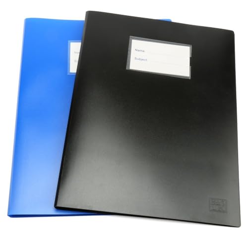 H&S A4 Präsentationsmappe (2 Stück) – Blau & Schwarz – 100 glasklare Klarsichthüllen – Modellmappe für 100 Seiten – CV Ordner A4 - Zeugnismappe - Ordner mit Folien - Praktikumsmappe Schülerpraktikum von H&S