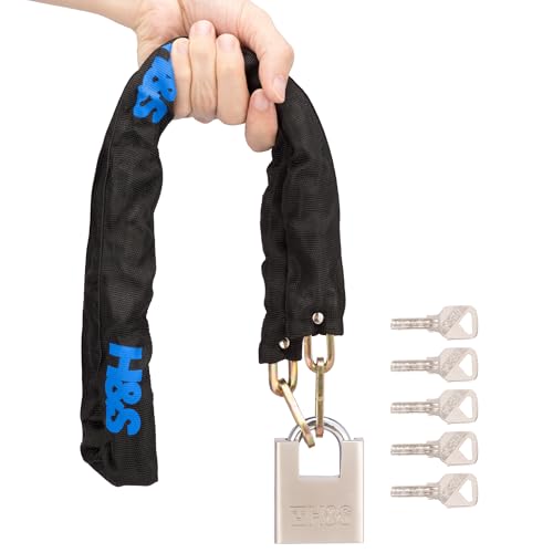 H&S Kettenschloss Motorradschloss - 6mm x 1,2m Kette - Schloss mit 5 Schlüsseln - Fahrradschlösser Bike Lock Stahlkette - Fahrradschloss mit Schlüssel - E Bike Sicherheitskette H&S Kettenschloss Motorradschloss - 6mm x 1,2m Kette - Schloss mit 5 Schlüsseln - Fahrradschlösser Bike Lock Stahlkette - Fahrradschloss mit Schlüssel - E Bike Sicherheitskette von H&S