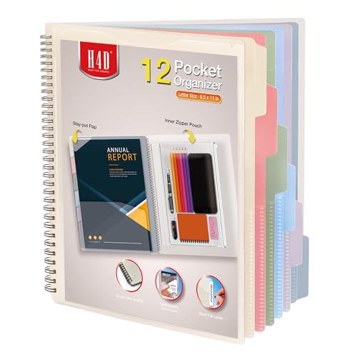 H4D Morandi Color Spiralmappe mit 12 Fächern, Poly-Projekt-Organizer H4D Morandi Color Spiralmappe mit 12 Fächern, Poly-Projekt-Organizer von H4D