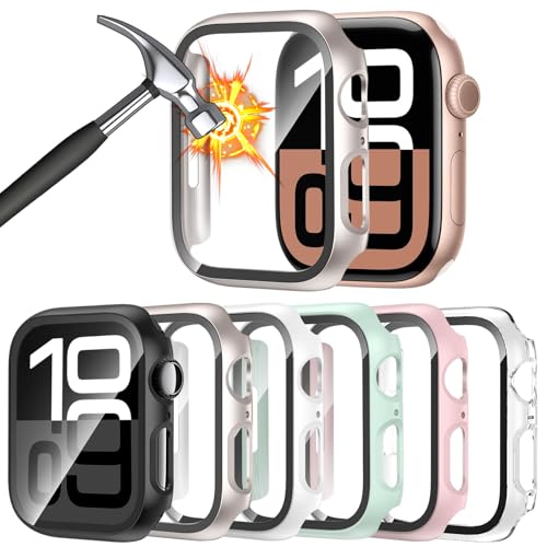 HAANILKYI Schutzhülle für Apple Watch Serie 10, 42 mm, mit Displayschutzfolie aus gehärtetem Glas, ultradünn, vollständige Abdeckung, harte PC-Schutzhülle für iWatch 42 mm, 6 Stück HAANILKYI Schutzhülle für Apple Watch Serie 10, 42 mm, mit Displayschutzfolie aus gehärtetem Glas, ultradünn, vollständige Abdeckung, harte PC-Schutzhülle für iWatch 42 mm, 6 Stück von HAANILKYI