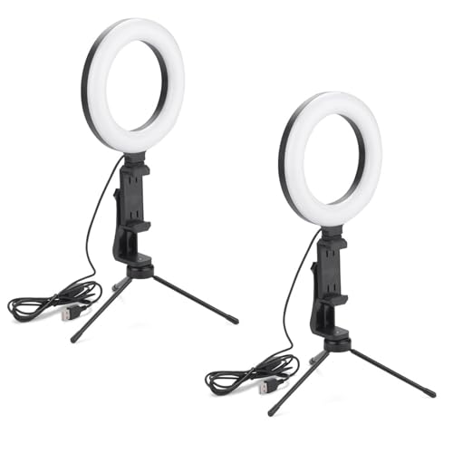 2X LED Handy Ringlicht Ø 16 cm mit Stativ und Handyhalter Dimmbar Smartphone Lampe Licht Ringleuchte von HAC24