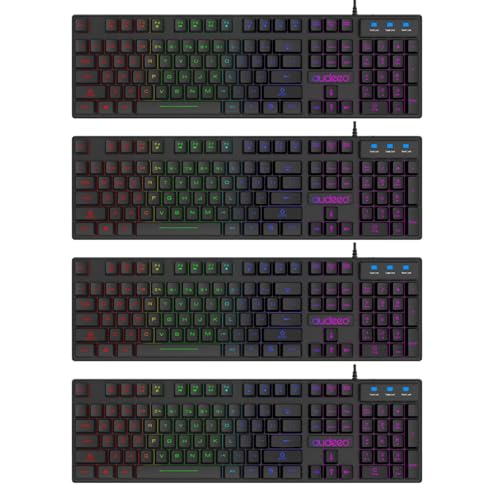 HAC24 4X RGB LED Gaming QWERTZ Tastatur Schwarz USB Keyboard Beleuchtet Deutsches Layout von HAC24
