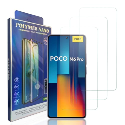 HACIEN Stücke Schutzfolie kompatibel für Xiaomi Poco M6 Pro, Gehärtetem Glas Härtegrad 9H Schutzfolie, Blasenfrei,Panzerfolie, Glas Folie, Displayschutzfolie für Xiaomi Poco M6 Pro [3 Stück] von HACIEN