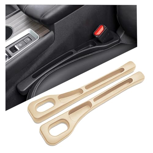 HADAVAKA 2 Pc Multifunktionale Autositz Lücke Füller, Universal Lücke Füller Pad Mit Telefonhalter, Sitz Clip Naht Leck Stopper Storage Strip Innenraum Zubehör, Für Auto SUV LKW Sitz (Beige) von HADAVAKA