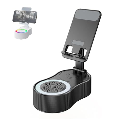 Sonicdrop Dock, Bluetooth Speaker Stand, Foldable Angle Phone Charger Stand, Mini Portable Ambient Light Stereo with 360 Degree Rotation & RGB Colors Light, for All Smart Phone (Black) von HADAVAKA