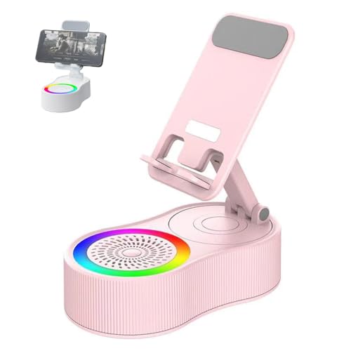 Sonicdrop Dock, Bluetooth Speaker Stand, Foldable Angle Phone Charger Stand, Mini Portable Ambient Light Stereo with 360 Degree Rotation & RGB Colors Light, for All Smart Phone (Pink) von HADAVAKA
