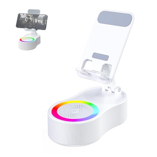 Sonicdrop Dock, Bluetooth Speaker Stand, Foldable Angle Phone Charger Stand, Mini Portable Ambient Light Stereo with 360 Degree Rotation & RGB Colors Light, for All Smart Phone (White) von HADAVAKA