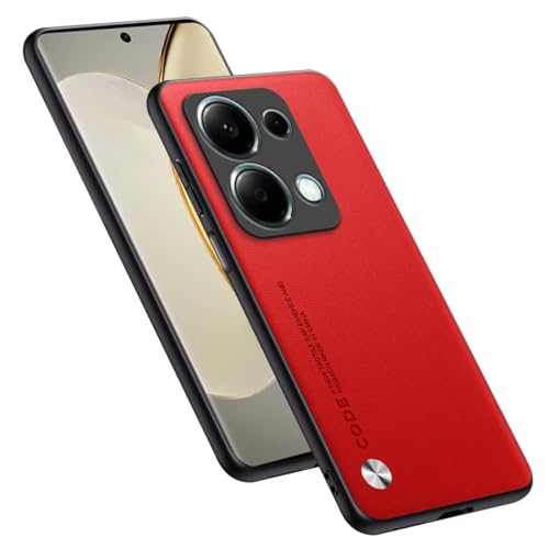 HAFFAN Handyhülle Schutzhülle entworfen für Redmi Note 13 Pro 4G / Poco M6 Pro 4G (6.67"), Kunstleder-Stil - Rot von HAFFAN