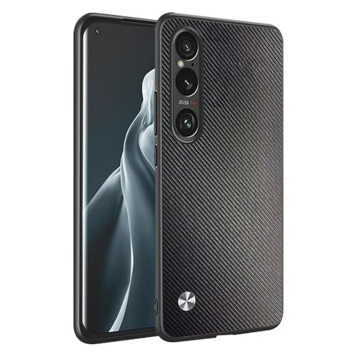 HAFFAN Handyhülle Schutzhülle entworfen für Smartphone, Compatible with Sony Xperia 1 VI (Sixth Generation) (6.5"), Kunstleder-Stil - Kevlar von HAFFAN