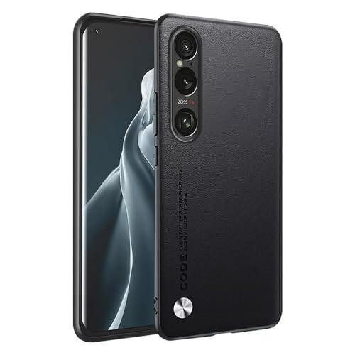 HAFFAN Handyhülle Schutzhülle entworfen für Smartphone, Compatible with Sony Xperia 1 VI (Sixth Generation) (6.5"), Kunstleder-Stil - Schwarz von HAFFAN
