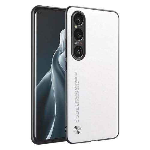 HAFFAN Handyhülle Schutzhülle entworfen für Smartphone, Compatible with Sony Xperia 1 VI (Sixth Generation) (6.5"), Kunstleder-Stil - Weiß von HAFFAN