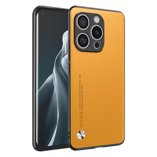 HAFFAN Handyhülle Schutzhülle entworfen für Smartphone, Compatible with iPhone 16 Pro (6.3"), Kunstleder-Stil - Gelb von HAFFAN