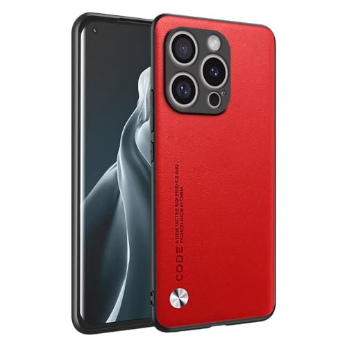 HAFFAN Handyhülle Schutzhülle entworfen für Smartphone, Compatible with iPhone 16 Pro (6.3"), Kunstleder-Stil - Rot von HAFFAN