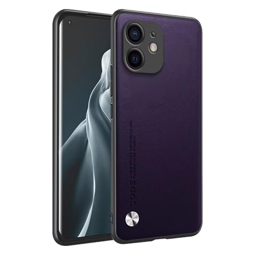 HAFFAN Handyhülle Schutzhülle entworfen für iPhone 12 Mini (5.4"), Kunstleder-Stil - Dunkelviolett von HAFFAN